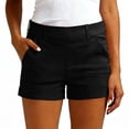 thumbnail image 6 of CIENVNSTG Low Rise Shorts for Women Tailored Trouser Fit Hem and Casual Stretch Comfort Running Shorts Workout Gym with Pockets Black 2XL, 6 of 7