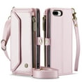thumbnail image 2 of ShellTech Crossbody Wallet Women Men Case for iPhone 7 Plus / 8 Plus,Magnetic Leather Flip Case RFID Blocking 10-Card Holder Zipper Bills Slot Cash Pocket Stand Cover with Shoulder Wrist Strap,Pink, 2 of 9