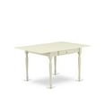 thumbnail image 2 of HomeStock Earthy Elements 5 Pieces Kitchen Dining Table Set - Durable Two 9-Inch Drop Down Leaves Real Wood Dining Table And 4 Wooden Seat Dining Chairs, Linen White Finish, 2 of 5