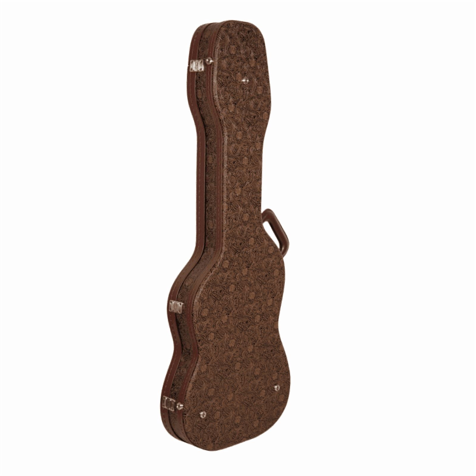 Crossrock Designer Series- Universal Wooden Case for Stratocaster and Telecaster Electric Guitars- Security Lock, Metal Feet, Storage Space- Blossom Brown