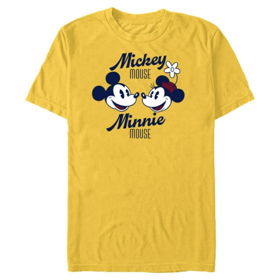 Disney Mickey Mouse and Minnie Mouse Together Retro Vintage - Short Sleeve Blended T-Shirt for Adults - Customized-Yellow