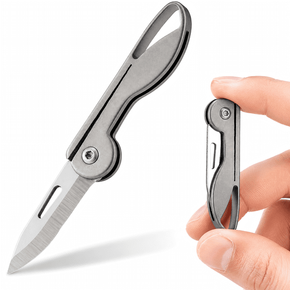 Ultra Lightweight Mini Titanium Pocket Knife KK05 - Razor Sharp Folding Blade, Everyday Carry Tool for Camping, Hiking, Outdoor (Grey)