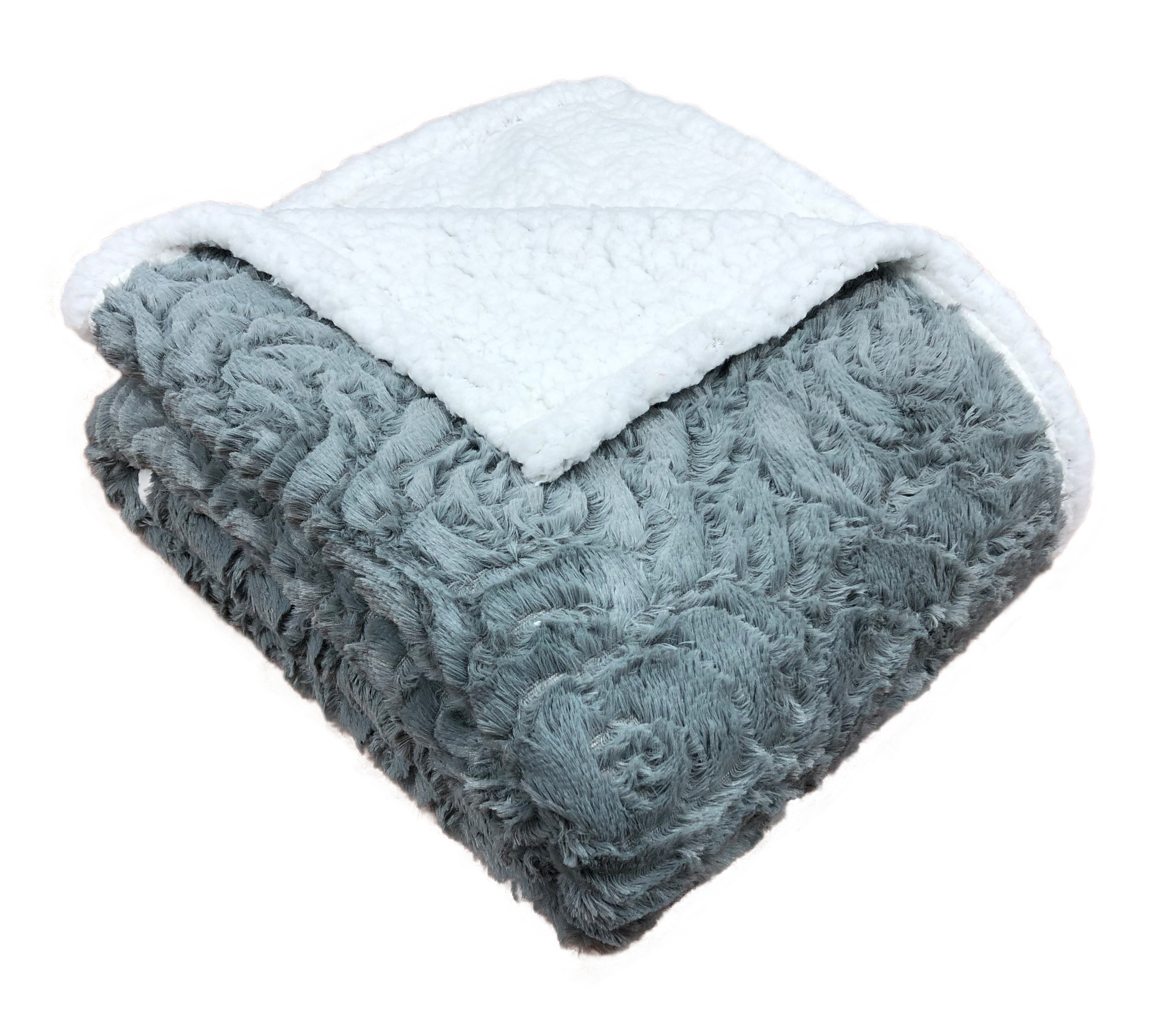 Monica Faux Fur Sherpa Throw Smoke