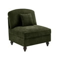 thumbnail image 3 of Newest Multi-Functional Armless Chair, Green Chenille Sofa,Removable Skirt, Convertible 2 Styles, Includes Pillow, Ideal for Apartments, 3 of 9