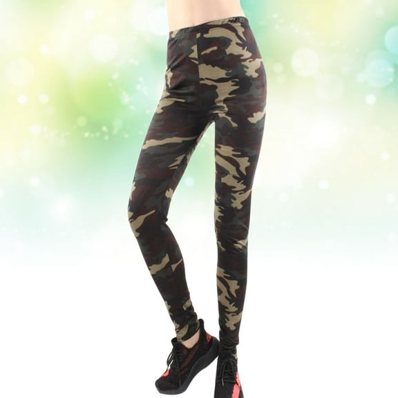 Alasum Leggings Women 1Pcs Green Camouflage Milk Silk For Workout Yoga Sports With 62-110Cm Waist And 84-130Cm Hip