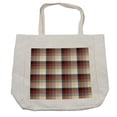 thumbnail image 1 of Plaid Shopping Bag, Checkered Squares Pattern with Colorful Quilt Design Abstract Geometric Arrangement, Eco-Friendly Reusable Bag for Groceries Beach and More, 15.5" X 14.5", Cream, by Ambesonne, 1 of 2