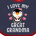 thumbnail image 4 of Inktastic I Love My Great Grandma with Cute Penguin and Hearts Girls Baby Bib, 4 of 4