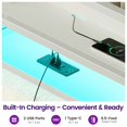 thumbnail image 6 of Greenstell Queen Size Bed Frame with Charging Station, LED Lights, Upholstered Headboard & Storage Shelves, No Box Spring Needed, Noise-Free,  White, 6 of 8