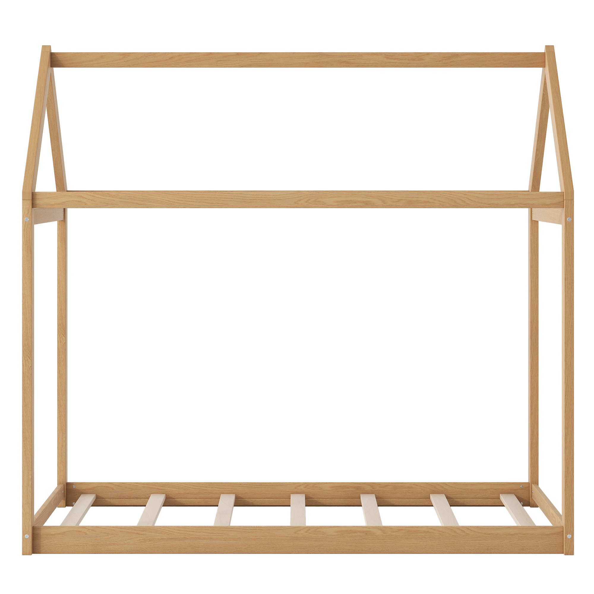 Harper & Bright Designs Floor Bed for Boys Girls, Twin Size Teepee Tent Beds, Montessori Floor Bed with Slats and Fence Rails, Wood House Bed Frame for Boys Girls, Wood