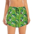 thumbnail image 2 of Logiee large mouth green color bass fish Print Women 2 in 1 Running Shorts,High Waisted Athletic Shorts,Gym Workout Shorts with Liner Pockets-Medium, 2 of 7