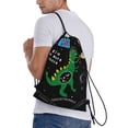 thumbnail image 3 of Bingfone Space Dino Cartoon Black Drawstrings Backpacks Bags For Men Women Gym Drawstrings Bag, 3 of 9