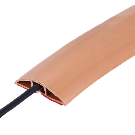 Floor Cord Cover 4ft, Extension Cord Hider for Floor Cable Management 0.74" W x 0.25" H, Brown