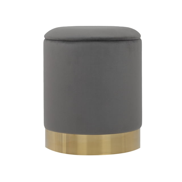 Taburete Otomano MIREL con Almacenamiento de Terciopelo Gris