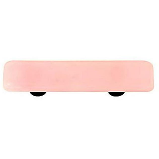 Hot Knobs HK1000-PB Petal Pink Rectangle Glass Cabinet Pull - Black Post