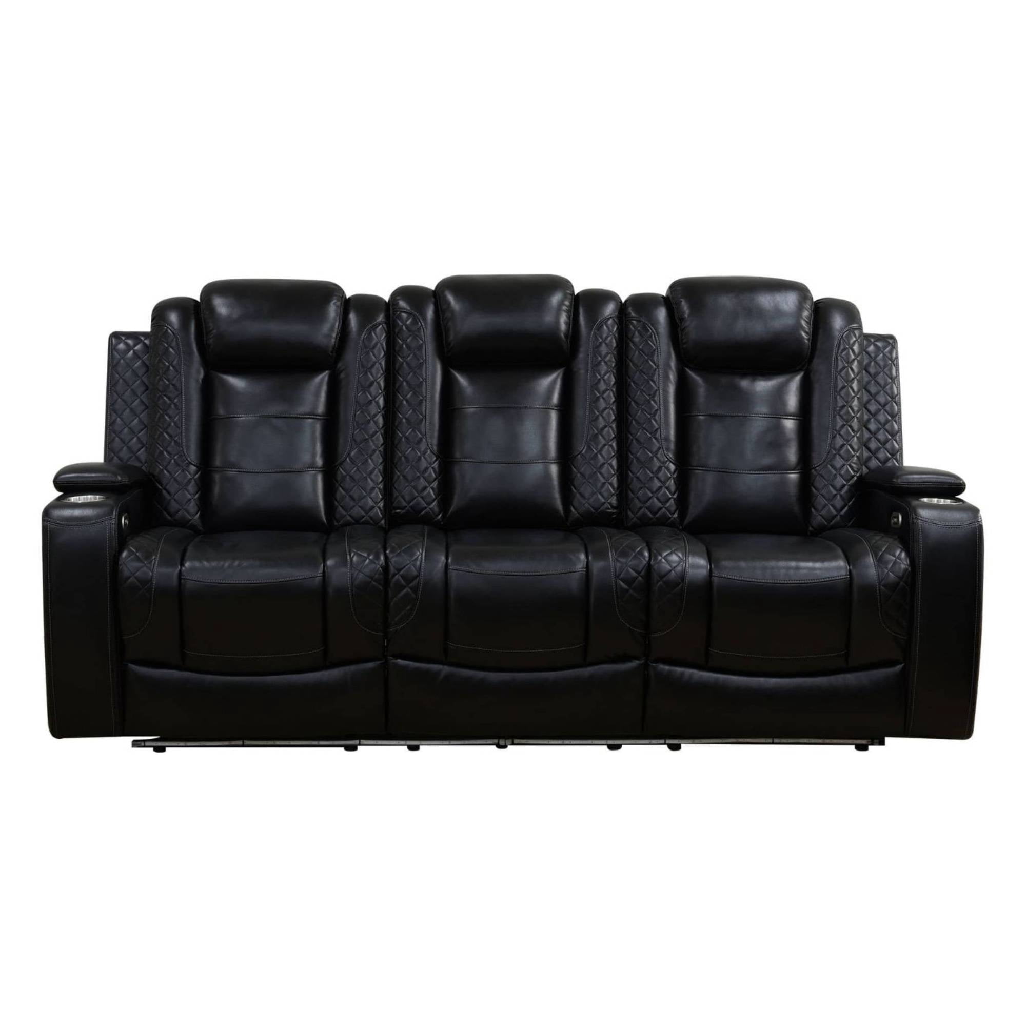 Electric Power Recliner Sofa Chair 3 Seater Living Room Sofa Chair, Comfy Lazy Home Theater with Cup Holder &USB Ports, Black