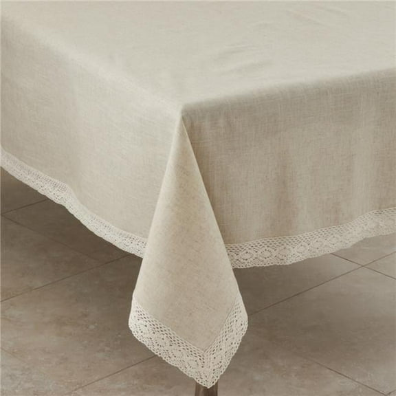 70 x 120 in. Classic Lace Border Tablecloth, Tan