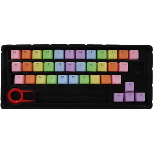 LAICAIW Key Cap Double Shot Injection Backlit 37key Keycaps for \u201c+\u201d Shape Switches Mechanical Keyboards with Key Puller Rainbow Gradient Color