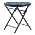 thumbnail image 2 of Mainstays Greyson 18” Round Glass-Top Folding Side Table, Blue Medallion, 2 of 5