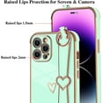 thumbnail image 3 of Compatible with iPhone 14 Pro Max Case for Women Girls,Soft TPU Cute Love Heart Plating Electroplate Wristband Bumper Holder Bling Case Slim Anti-Scratch Shockproof Luxury Case(Elegant Green), 3 of 13