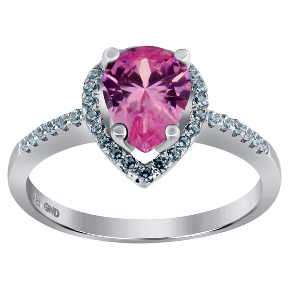 925 Sterling Silver Womens Pink Pear Cubic Zirconia Fashion Ring Size 9 10.2x1.5mm Wide Ring for Women