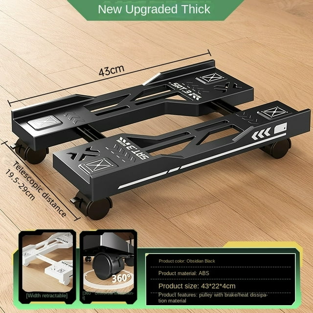 Support Tour pour PC Mobile, Tablette Ajustable, Support pour Ordinateur CPU, Support Télescopique de Bureau, Support d'Ordinateur, Chariot avec Roulettes, Noir