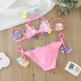 thumbnail image 7 of Wuxian Baby Girl Swimsuit 2 Piece Fashion Stylish Flowers Cute Lace Up Halter Strap Top Shorts Bikini Set Pool Beach Travel Swimwaer Holiday,Pink,7-8 Years, 7 of 7