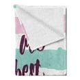 thumbnail image 2 of Best Friend Soft Flannel Fleece Throw Blanket, Handwritten Bold Inscription on a Stripey Background, Cozy Plush for Indoor and Outdoor Use, 70" x 90", Baby Pink Pale Seafoam, by Ambesonne, 2 of 5