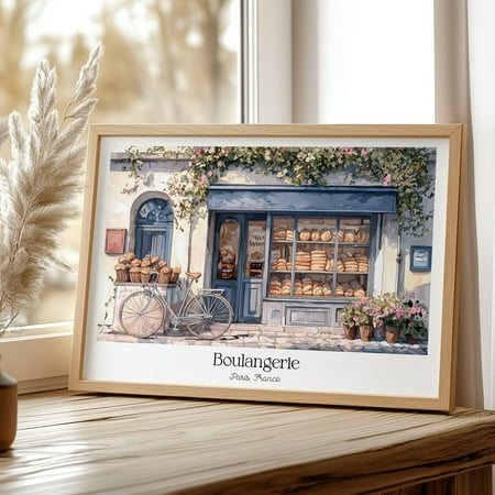 Horizontal Bakery Wall Art Poster Boulangerie French Poster Paris Kitchen Decor Bread Shop Print Poster Vintage Café Paris Love Gift Poster Print Posters, Size 8x12 UNFFRAMED F03.1.6l1798