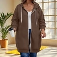 thumbnail image 2 of Womens Plus Size Hoodies Long Tunic Loose Fit Zip Up Sweatshirt Drawstring Casual Oversized Comfy Fall Coat with Pockets, 2 of 7