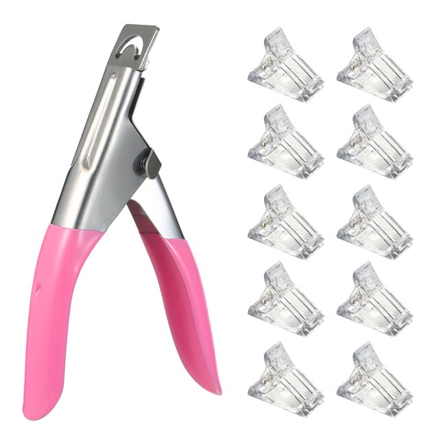 Graflsoa Stainless Steel Nail Clipper Set with 10 Crystal Nail Clips and U-Shaped Cutter