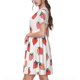 thumbnail image 2 of Easygdp Hand Drawn Strawberry para Vestido Transpirable de Mujer, Vestido Suelto de Manga Corta con Pliegues y Bolsillos para el Verano, 2 of 6