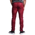thumbnail image 4 of Victorious Men's Coated Slim Fit Moto Pants Biker Jeans - Burgundy - 28/30, 4 of 6