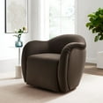 thumbnail image 2 of Swivel Armchair Chair, Brown, Velvet, Living Room Lounge Cafe Lobby Hospitality Restaurant, Modern Contemporary, HB37313, 2 of 9