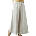 thumbnail image 2 of Wycnly Pants for Women Trousers for Women Fashion Drawstring Elastic Waist Loose Straight Leg Pants Vintage Cotton Linen Casual Ladies Long Pants with Pocket, 2 of 7