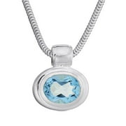 Sterling Silver and Oval Blue Topaz Pendant