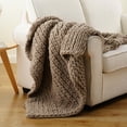 thumbnail image 2 of Chunky Knit Throw Blanket, Soft and Thick Chenille Throw Blanket, 50"x60" Handmade Cable Knit Crochet Blanket, Light Grey Knot Knitted Throw Blankets for Couch Sofa Bed Home Decor, Light Grey, 2 of 10