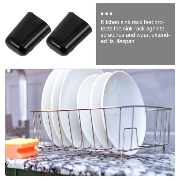 Uonlytech 30Pcs Sink Rack Rubber Feet Black PVC Support Rods for Kitchen Users Replacement
