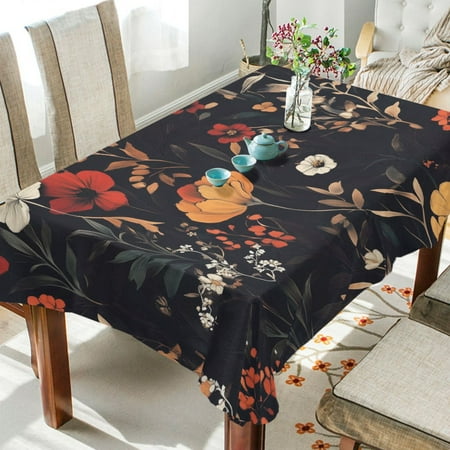 

Yayeee Tablecloths for Rectangular Tables 60 x 60 inch Party Table Cover Black Floral Pattern