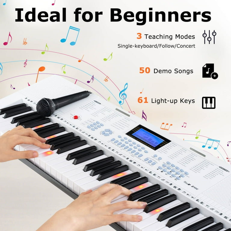 Costway Compact 61-Key Electronic Piano with Headphones, Lighted