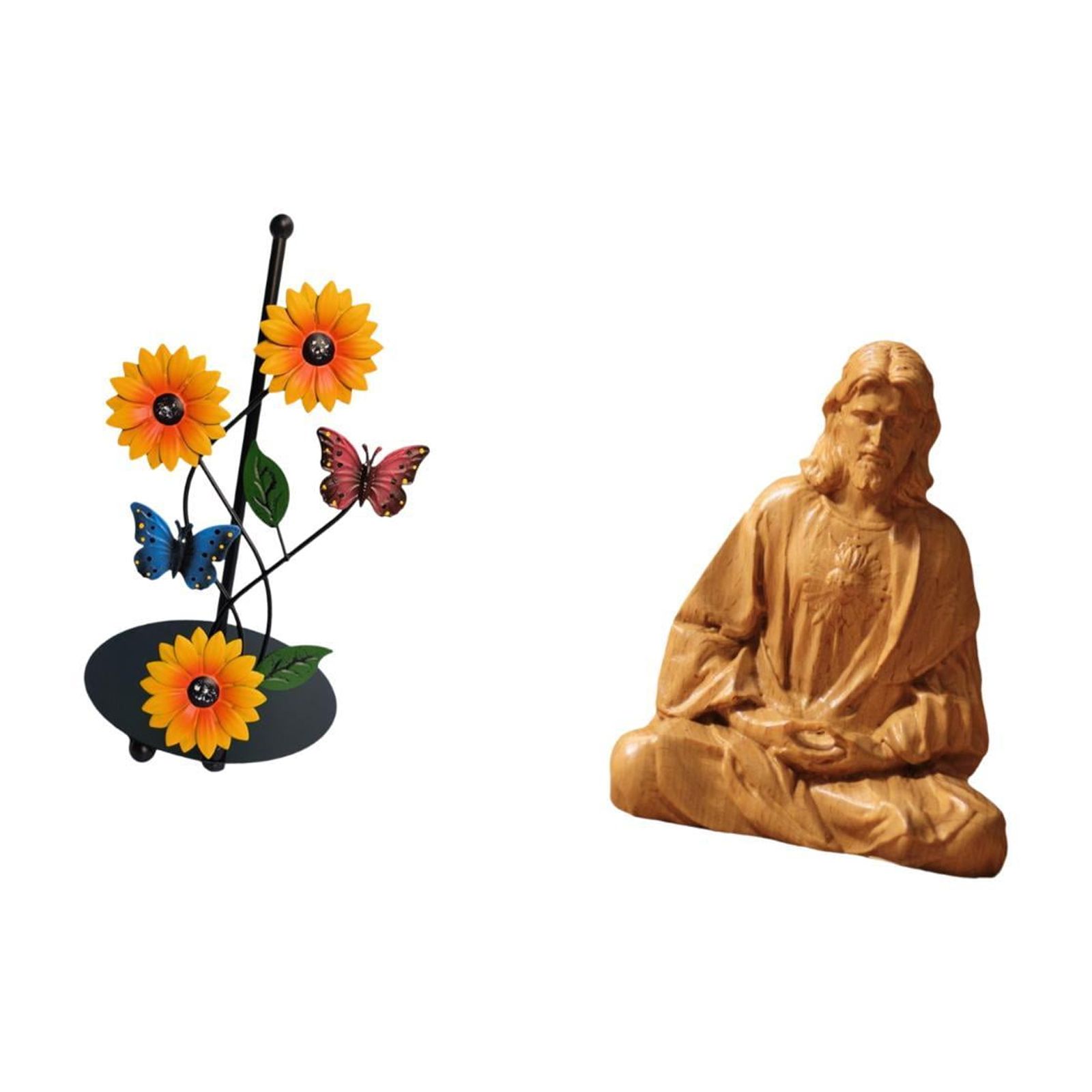 Fiocias Toilet Paper Holder Paper Towel Holder Countertop Heart of Jesus Statue Sacred Heart of Jesus Figurine Resin Iron Material Suitable for Kitc