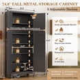 thumbnail image 4 of Kooyon 74.8" Black Metal Garage Cabinet, Heavy Duty Garage Storage Cabinet with Adjustable Shelves, Freestanding Utility Tool Organizer for Garage Workshop Basemen, 4 of 9