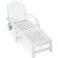 thumbnail image 1 of Topbuy Chaise Longue de Patio Inclinable Dossier Réglable Tout Temps pour Extérieur&Intérieur Roues Blanc, 1 of 9
