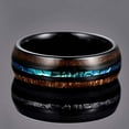 thumbnail image 2 of 8mm Hawaiian Koa Wood Tungsten Rings Dome Abalone Shell/Blue Center Wedding Bands for Men Women Comfort Fit Size 7 to 14, 2 of 6