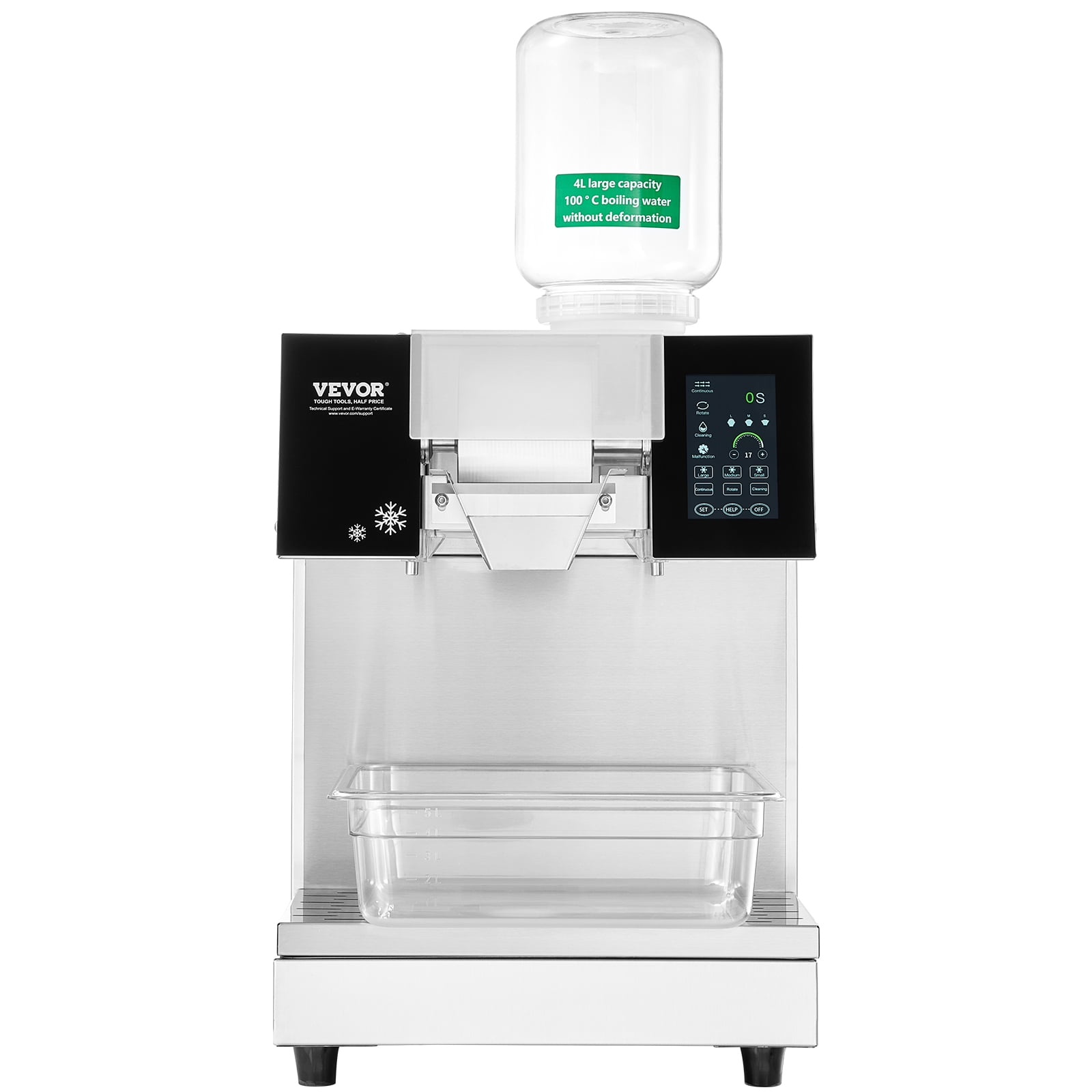 VEVOR Commercial Snowflake Ice Machine, 507LBS/24H Snowflake Ice Maker, Stainless Steel Ice Shaver Machine, Electric Snow Cone Maker, Air Cooling System for Rapid Heat Dissipation, for Bakery, Cafe