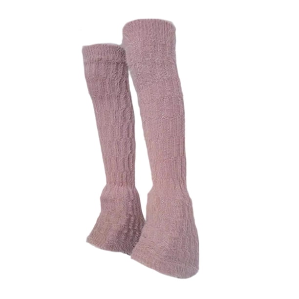 2x Calentadores de piernas para patinaje artístico, protectores cálidos, ligeros y modernos, decoración para piernas Peluche rosa