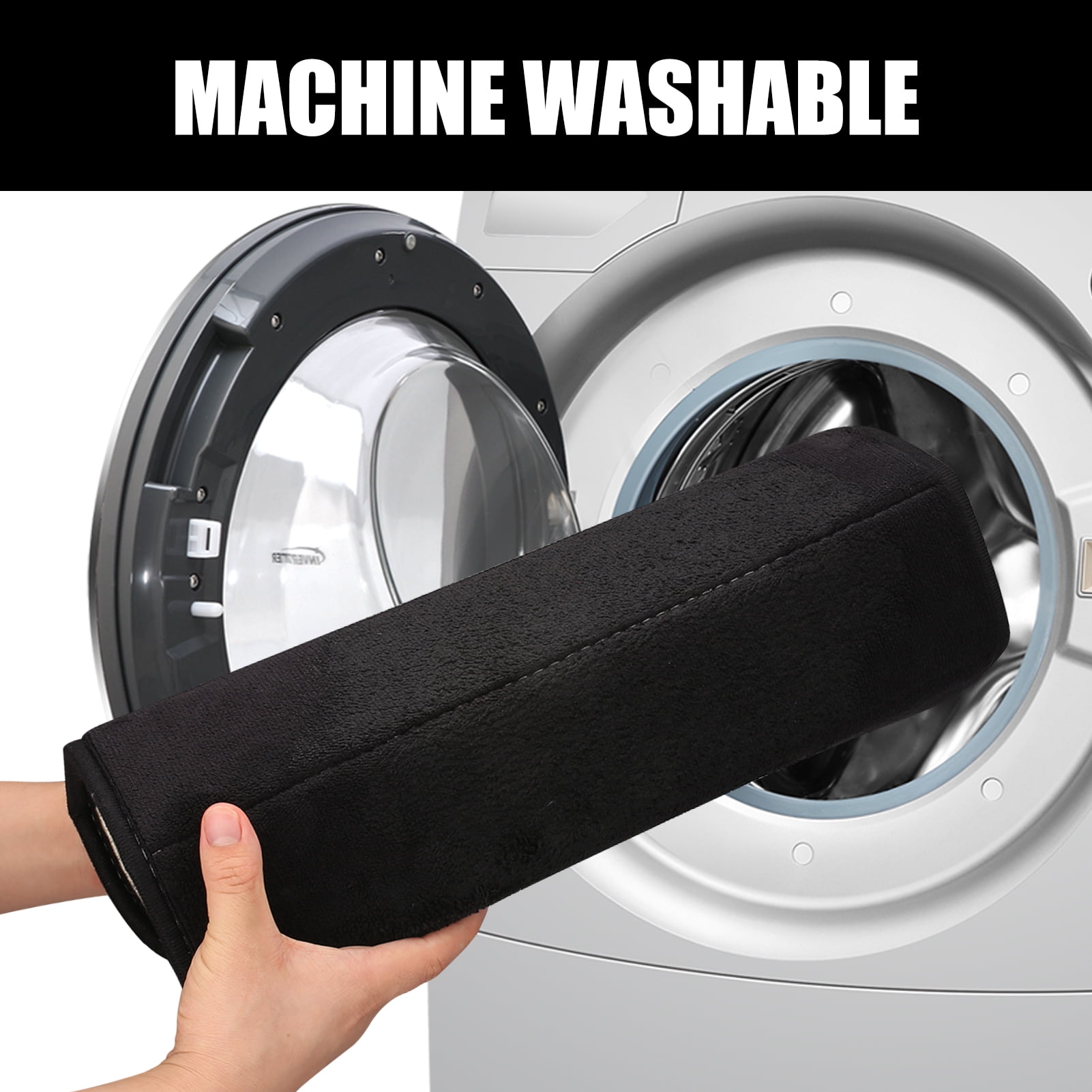 3 Piece Memory Foam Bath Mat Set with U-Shaped Toilet Mat Bathroom Rugs Soft Comfortable Water Absorption Bath Carpet Non-Slip Thick Machine Washable for Kitchen/Living Room(Black)