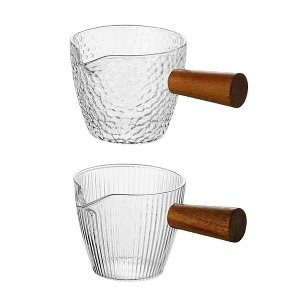 2 mini tazas medidoras con mango de madera, accesorios para leche, té, café y barista. Estilo B