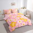 thumbnail image 4 of Feelyou Dreamy Pink Floral Twin Bedding Sets 7-Piece, Kawaii Cartoon Bedding Comforter Set, Cherry Blossoms Flower Reversible Sheet Sets, Lightweight Room Decor, 4 of 8