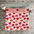 thumbnail image 3 of Ambesonne Kiss Quilted Bedspread Set 3 Pcs, Vivid Colored Lips Glamour, Queen Size, Pale Rose and Multicolor, 3 of 3