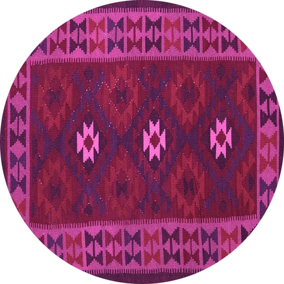 Ahgly Company Indoor Round Oriental Pink Traditional Area Rugs, 6' Round